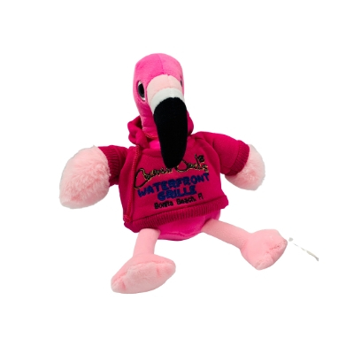 pink flamingo wearing pink hoodie
